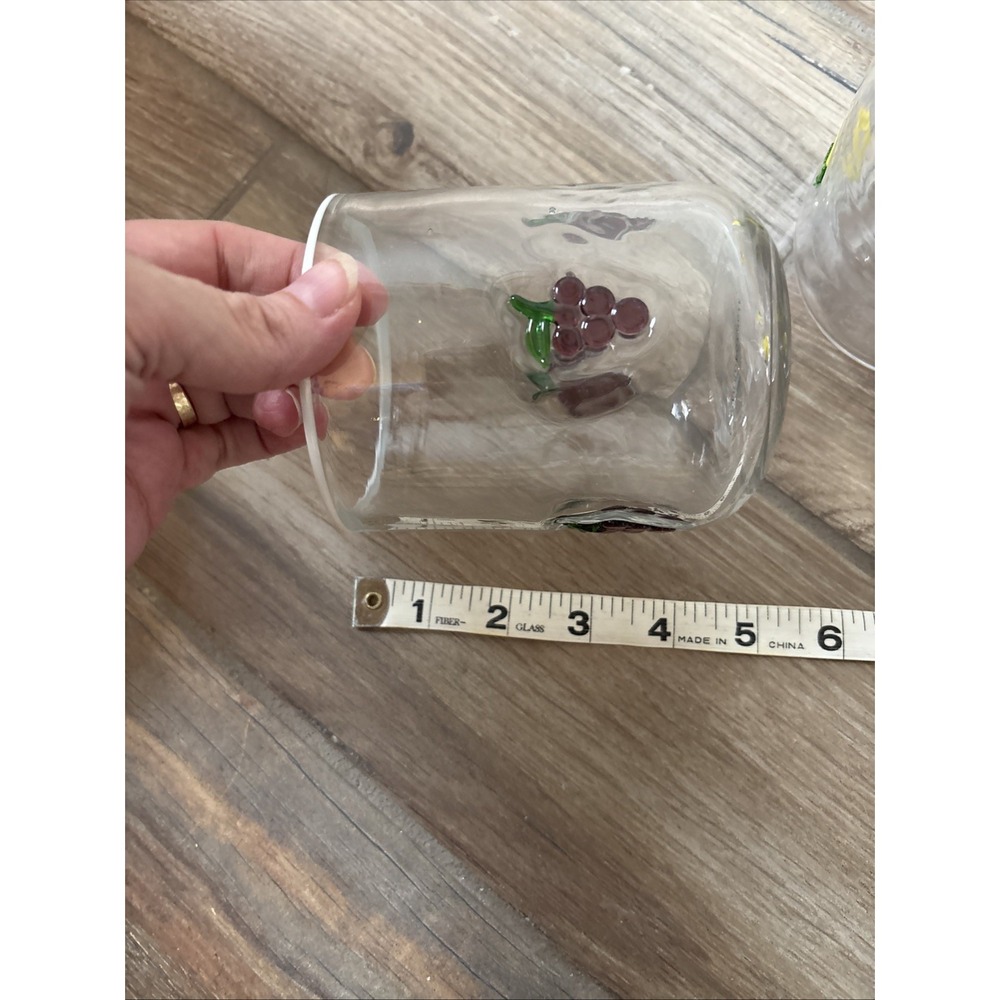 Anthropologie Icon Juice Glasses Set of 2 Corn and Grapes 17oz Clear Glass - Picture 6 of 6